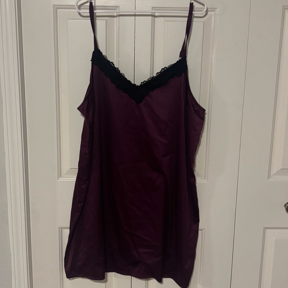 Torrid Purple Satin Slip with Black Lace Trim Size 2